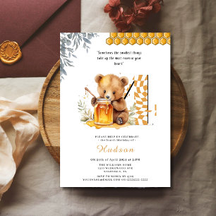 Invitación Bear acuático clásico Miel cuarto cumpleaños