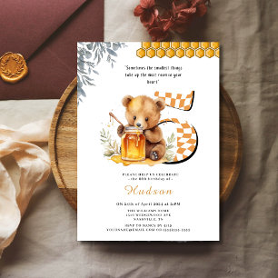 Invitación Bear acuático clásico Miel quinto cumpleaños