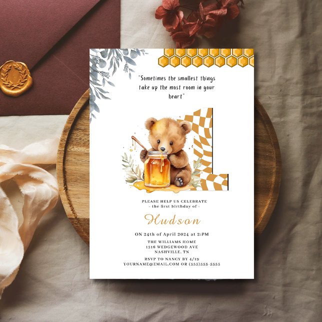 Invitación Bear acuático clásico, primer cumpleaños (Subido por el creador)