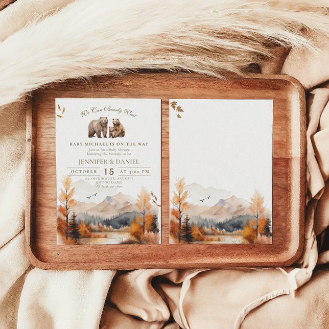 Invitación Bear Adventure Fall Mountains Neutral Baby Shower (Subido por el creador)