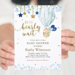 Invitación Bear and Blue Hot Air Balloon Baby Shower