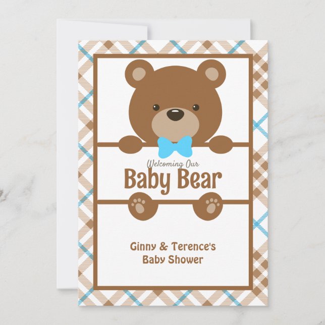 Invitación Bear Baby Shower - Ducha de Embarazo con Clásica (Anverso)