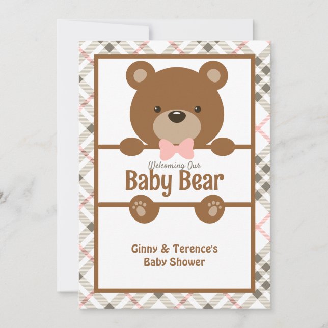 Invitación Bear Baby Shower - Ducha de Embarazo con Clásica (Anverso)