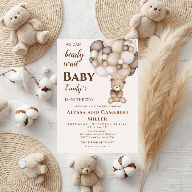 Invitación Bear Baby Shower Girl Invitation (Subido por el creador)