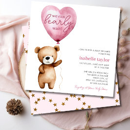 Invitación Bear Balloon Bear Wait Baby Shower
