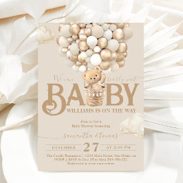 Invitación Bear Balloons Bearly Wait Baby Shower