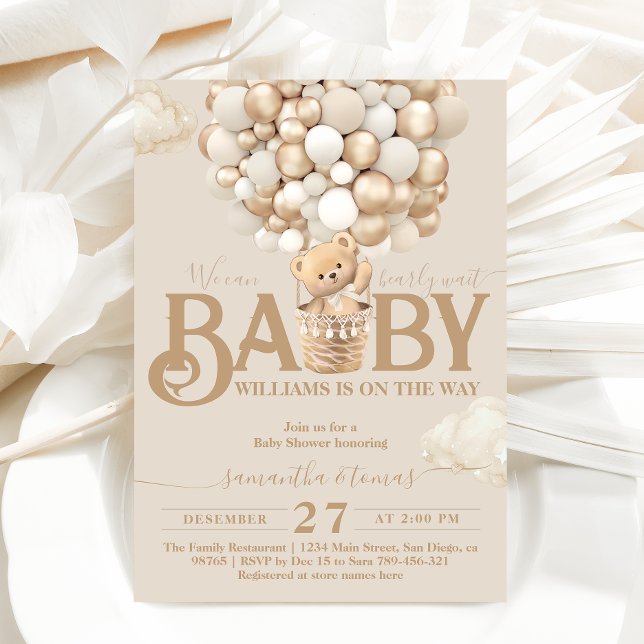 Invitación Bear Balloons Bearly Wait Baby Shower (Subido por el creador)