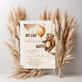 Invitación Bear Balloons Bearly Wait Baby Shower