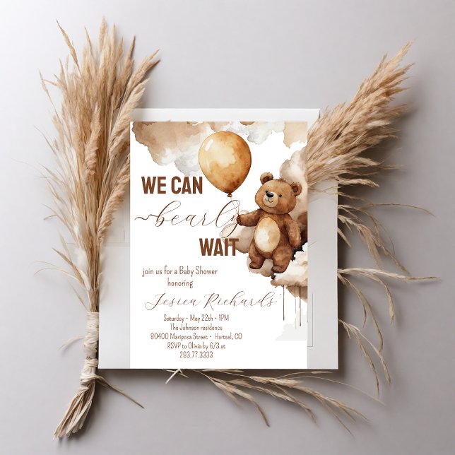 Invitación Bear Balloons Bearly Wait Baby Shower (Subido por el creador)