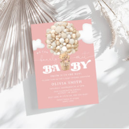 Invitación Bear Balloons Chica Bearly Wait Baby Shower