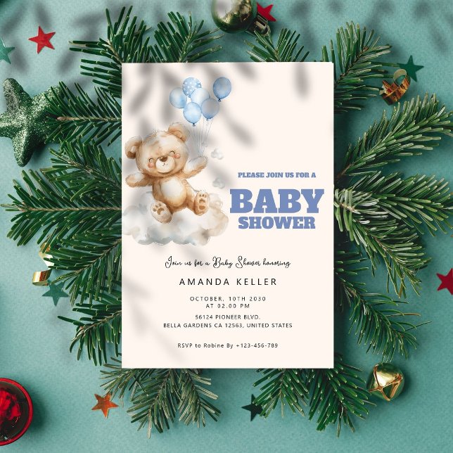 Invitación Bear be Happy Balloons Cloud Baby Shower (Subido por el creador)