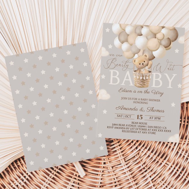 Invitación Bear Bear Air Bearly Wait Baby Shower (Subido por el creador)