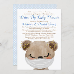 Invitación Bear Bear con Máscara manejada por Baby Shower