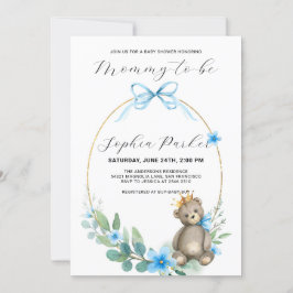 Invitación Bear Bear Gold Crown Baby Shower