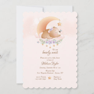 Invitación Bear Bear Pink Baby Shower