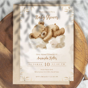 Invitación Bear Bear Sleep Cute Baby Shower