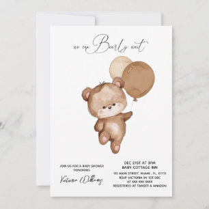 Invitación Bear Brown Bearly Wait Baby Shower