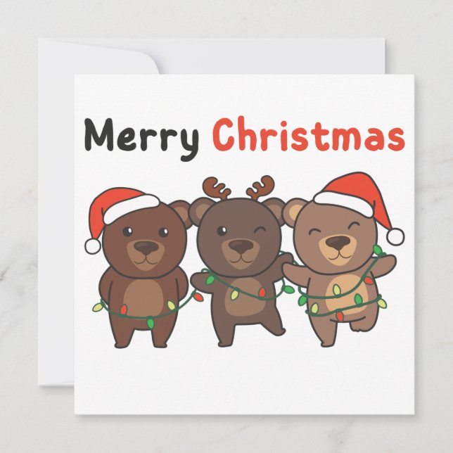 Invitación Bear Christmas Animals Bears Merry Christmas Invit (Anverso)