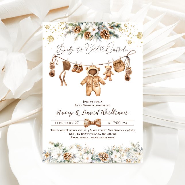 Invitación Bear ClothestLine Frío fuera de Baby Shower (Subido por el creador)