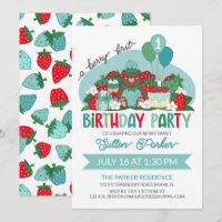 Bear Cub Blue Strawberry Berry Primer Fiesta de cu