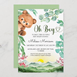 Invitación Bear Cub Forest Baby Boy Shower