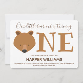 Invitación Bear Cub se vuelve un animal lindo primer cumpleañ