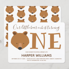 Invitación Bear Cub se vuelve un animal lindo primer cumpleañ