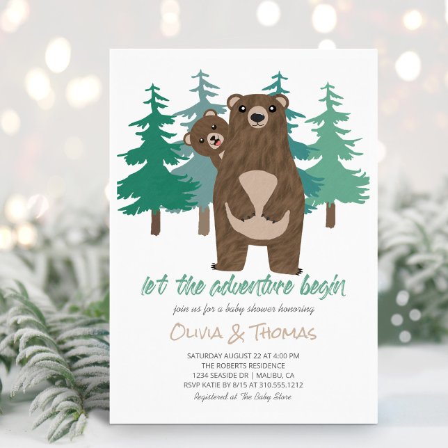 Invitación Bear Cub Woodland Adventure Baby Shower (Subido por el creador)