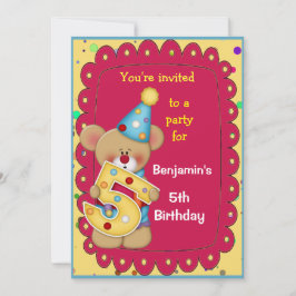Invitación Bear de cumpleaños lindo edad 5