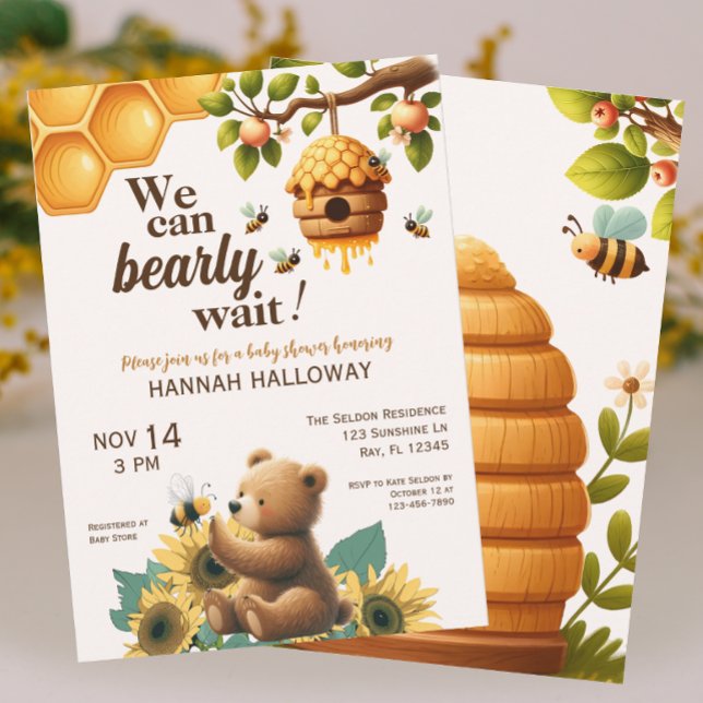 Invitación Bear de miel y Bee Bearly Wait Baby Shower (Subido por el creador)