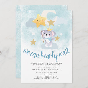 Invitación Bear espera estrella de oso azul y ducha de bebé c