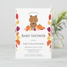Invitación Bear Fall Pumpkin Baby Shower