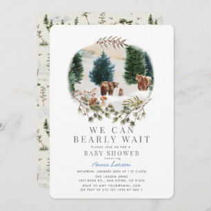Invitación Bear Family Bearly Wait Winter Baby Shower