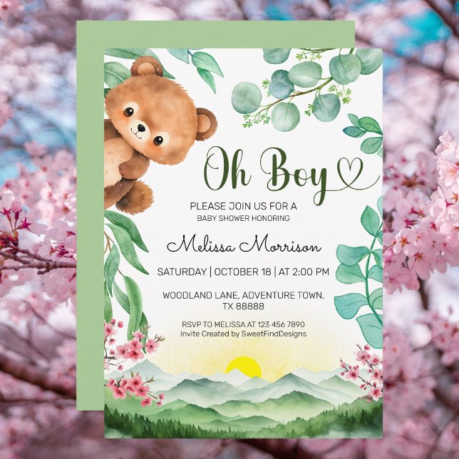 Invitación Bear Forest Cub Baby Boy Shower (Bear Forest Cub Baby Boy Shower Invitation)