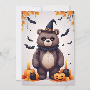 Invitación Bear Halloween Cute Adorable Gracioso Personalizad