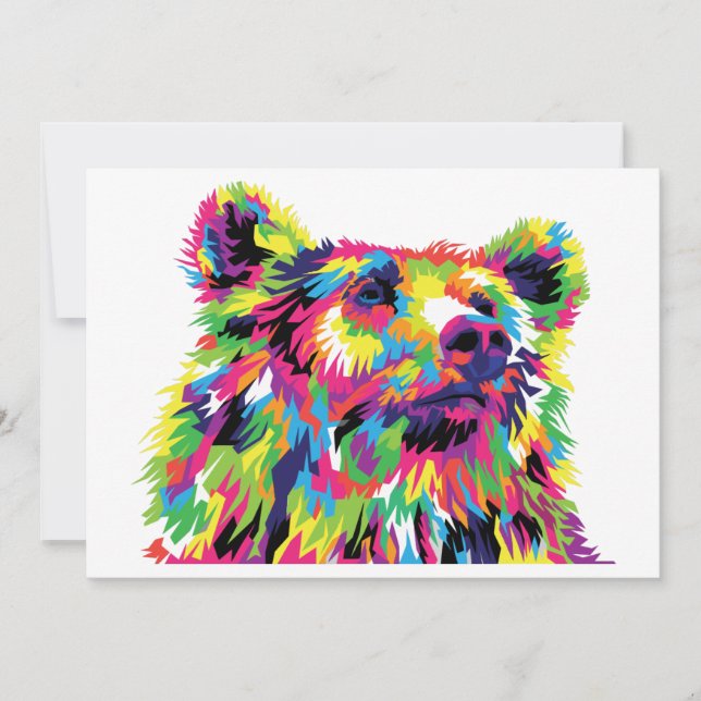 Invitación Bear Spirit Animal Pop Art (Anverso)