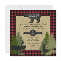 Bear Woodland Forest Lumberjack Plaid Baby Shower