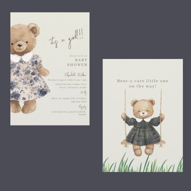 Invitación Bear-y Cute Teddy Bear It's a Girl Baby Shower (Subido por el creador)