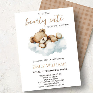 Invitación Bearly Cute Baby Shower Invitation | Neutral Teddy