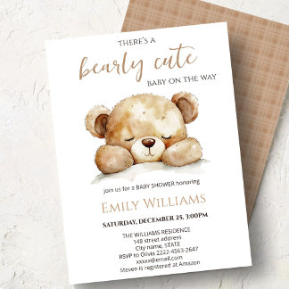 Invitación Bearly Cute Baby Shower | Neutral minimalist