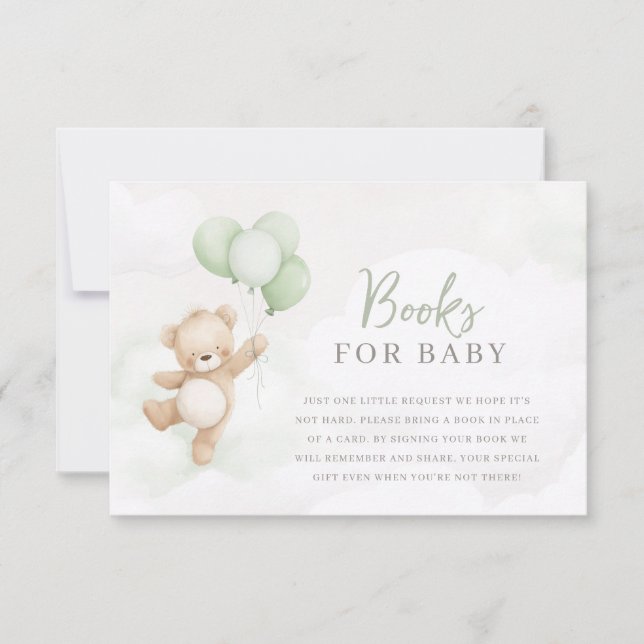 Invitación Bearly Wait Baby Shower Sage Bear Books For Baby (Anverso)