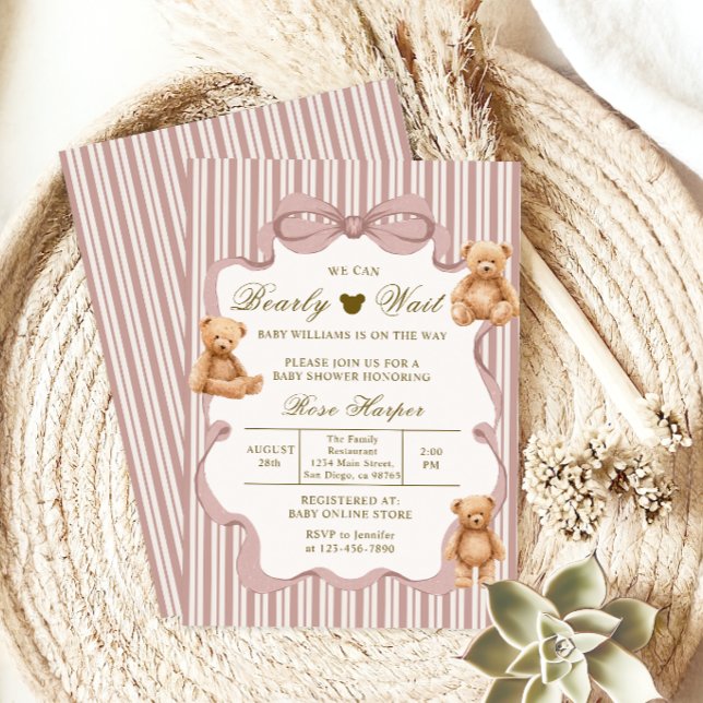 Invitación Bearly Wait Baby Shower Teddy Bear Classic Cute (Subido por el creador)