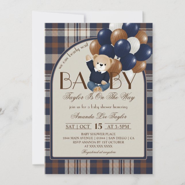 Invitación Bearly Wait Baby Shower Vintage (Anverso)