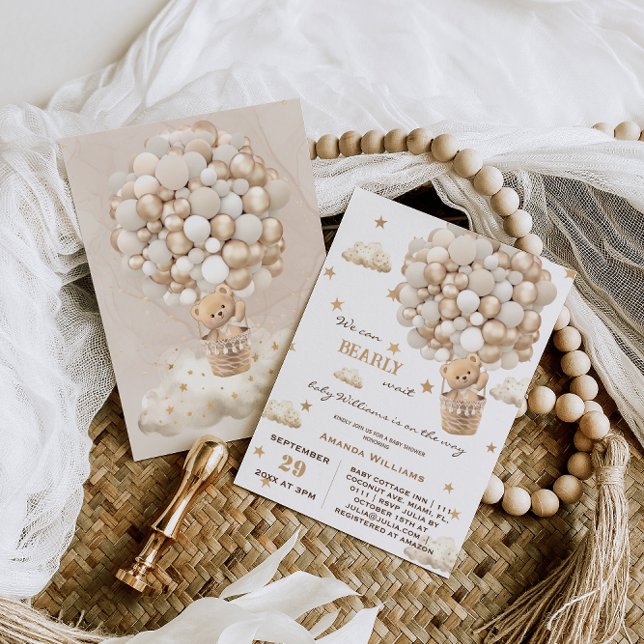 Invitación Bearly Wait Bear Balloons Boy Chica Baby Shower (Subido por el creador)