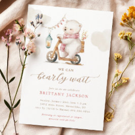 Invitación Bearly Wait Bear Scooter Chica Baby Shower