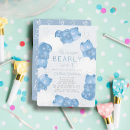 Invitación Bearly Wait Blue Gummy Bear Boy Baby Shower