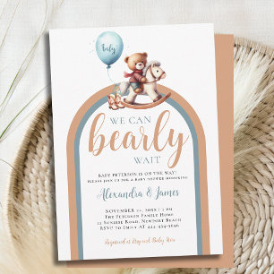 Invitación Bearly Wait Boho Arch Bear Rocking Baby Boy Shower