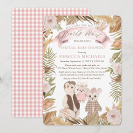 Invitación Bearly Wait Boho Bear Family Virtual Baby Shower I