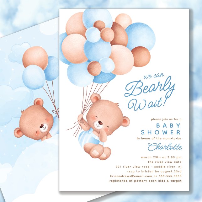 Invitación Bearly Wait Boy Baby Shower (Subido por el creador)