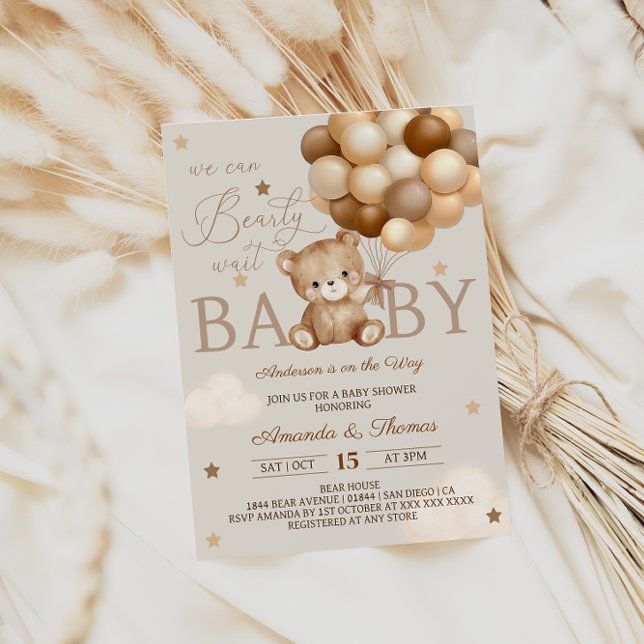 Invitación Bearly Wait Brown Baby Shower (Subido por el creador)